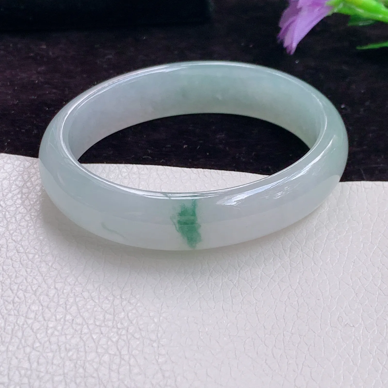 js小圈口53*43*12*6.2贵妃镯老坑精美冰胶灵动蛋形清秀翡翠玉手镯
