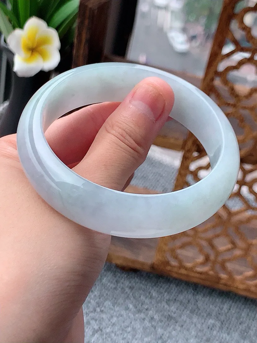 a货翡翠老坑轮胎边宽边正装正圈手镯59-60大圈口尺寸59×16.4×8.2mm 重量75.70g 0617