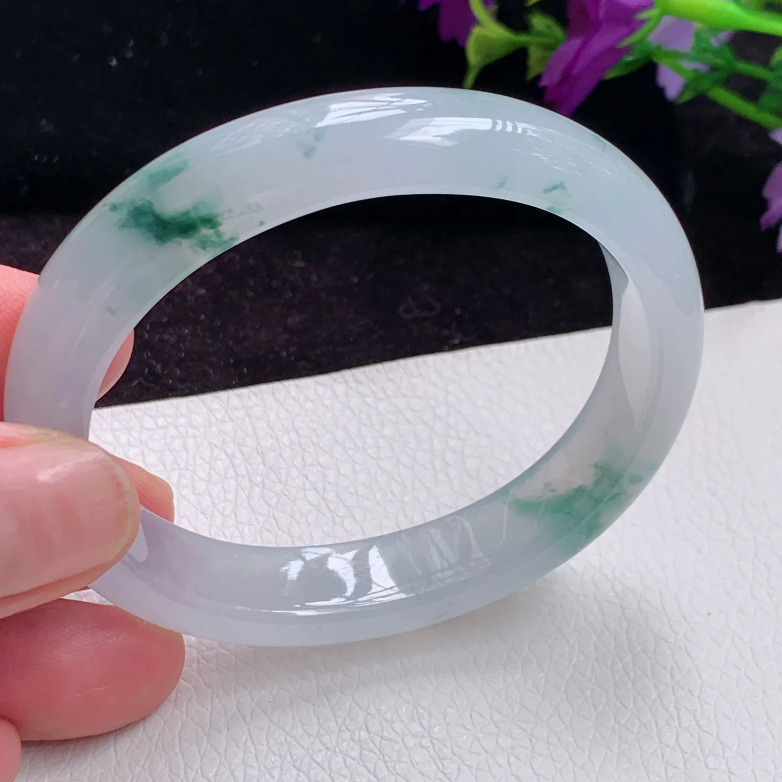 ay实拍52*45*11.4*7.2贵妃镯老坑精美冰种灵动秀气蛋形翡翠玉手镯