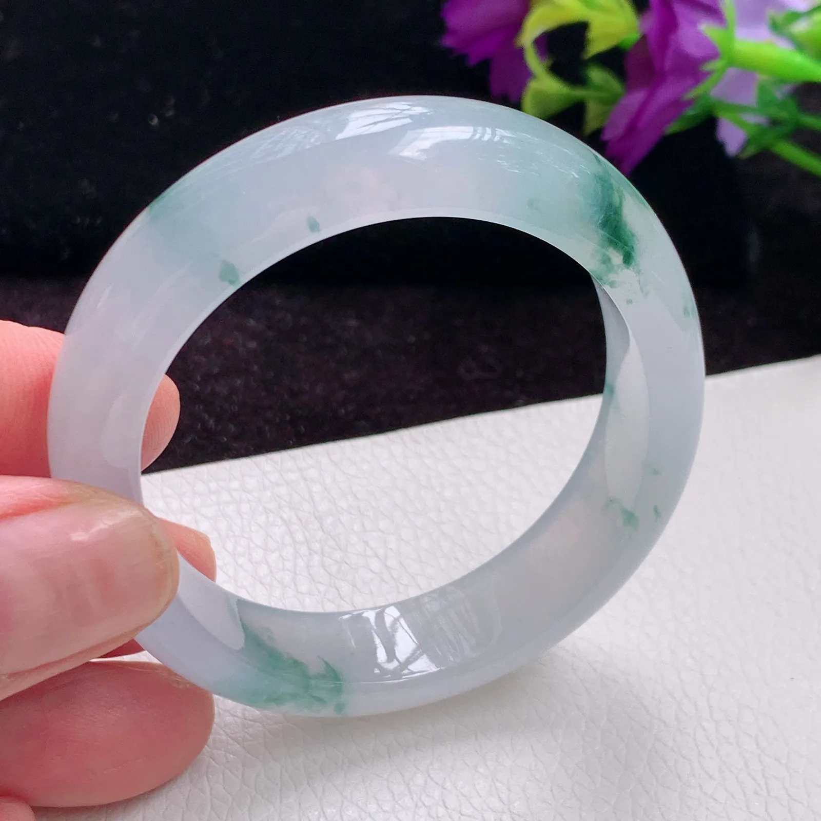 ay实拍52*45*11.4*7.2贵妃镯老坑精美冰种灵动秀气蛋形翡翠玉手镯