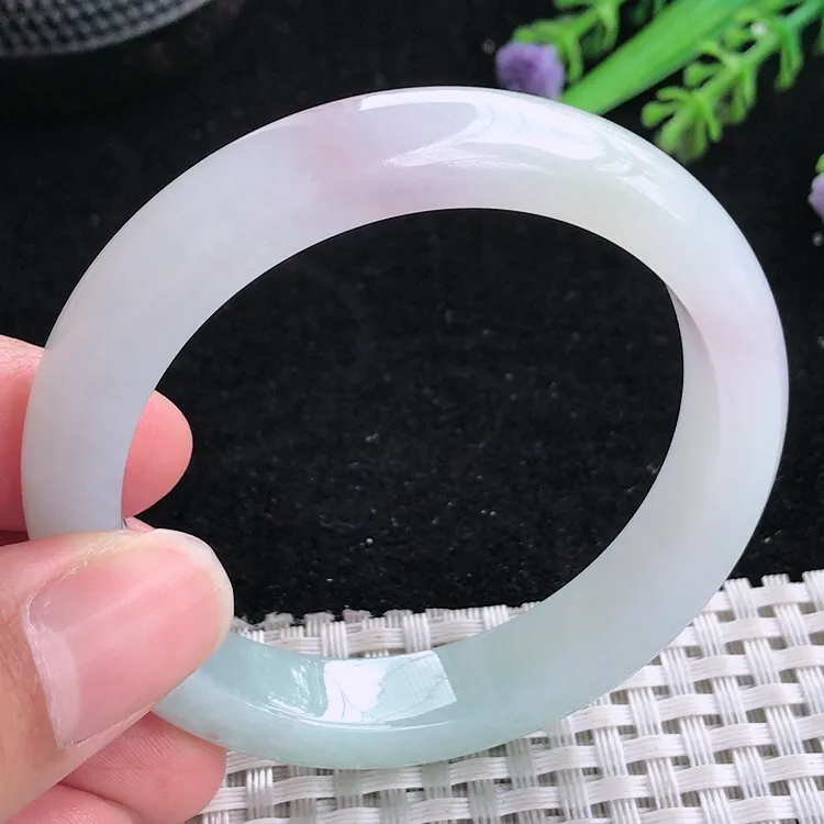 自然光51/10.4/8小圈口老坑冰胶果冻特色宽边手镯翡翠玉镯美人镯