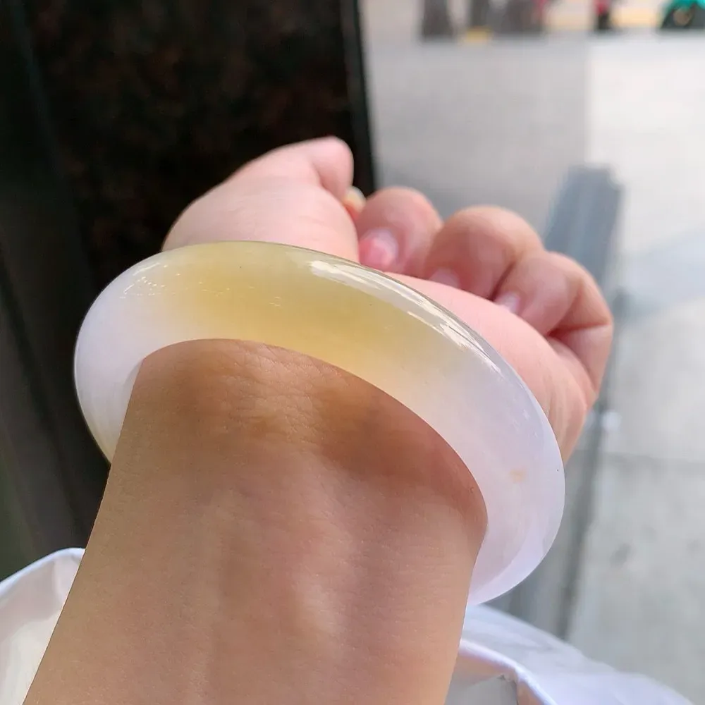 正圈高冰黄翡 无瑕 尺寸:53.7/12.2/9.1  种色俱佳