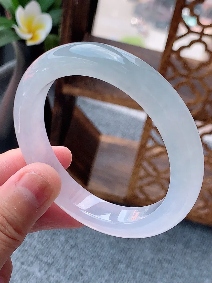 a货翡翠老坑冰种白月光正装正圈手镯54-55圈口 尺寸54.8×10.5×8.4mm 重量52.60g 0622