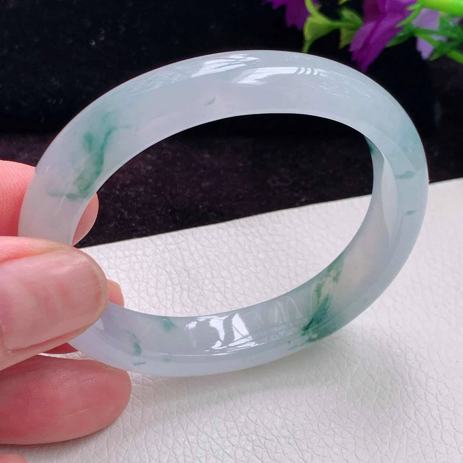 ay实拍52*45*11.4*7.2贵妃镯老坑精美冰种灵动秀气蛋形翡翠玉手镯