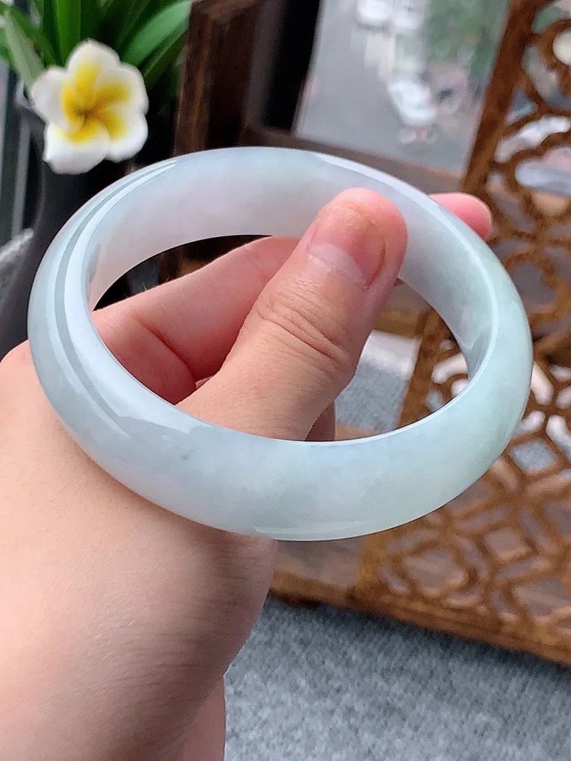 a货翡翠老坑轮胎边宽边正装正圈手镯59-60大圈口尺寸59×16.4×8.2mm 重量75.70g 0617