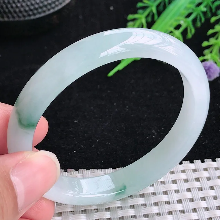 自然光53/48.5/10.3/6.9老坑冰胶水灵飘花贵妃手镯翡翠玉镯美人镯