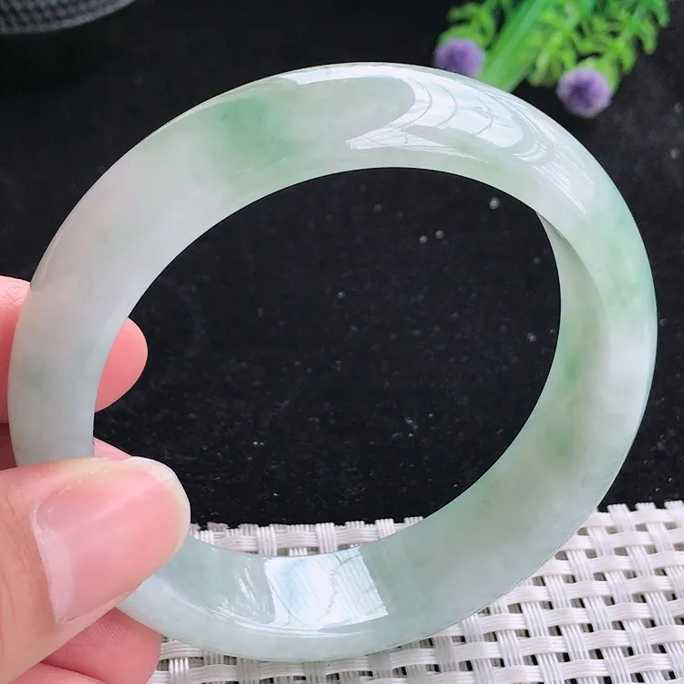 自然光58.5/16/8.3老坑冰胶水灵冰晴宽边手镯翡翠轮胎玉镯美人镯