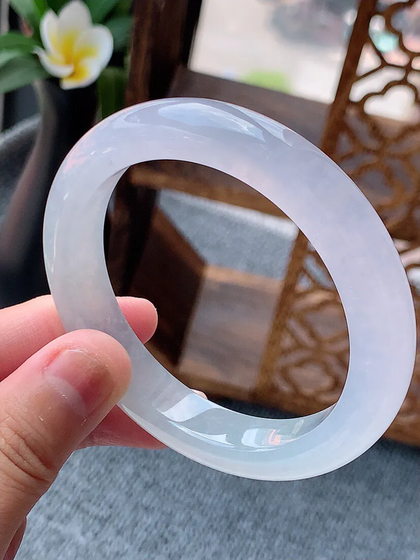 a货翡翠老坑冰种白月光正装正圈手镯54-55圈口 尺寸54.8×10.5×8.4mm 重量52.60g 0622
