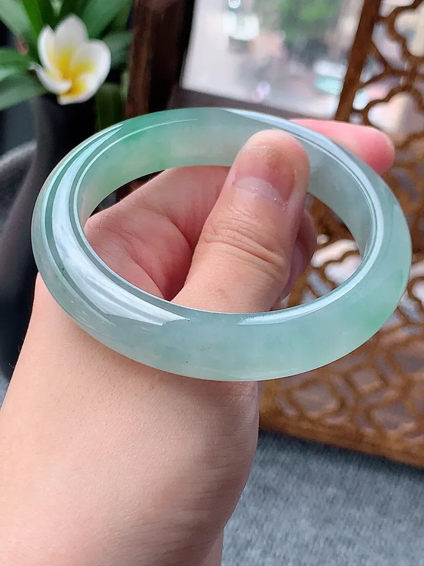 a货翡翠老坑冰种晴水正装正圈手镯53-54圈口 尺寸53.8×11.6×8.6mm 重量57.28g 0622