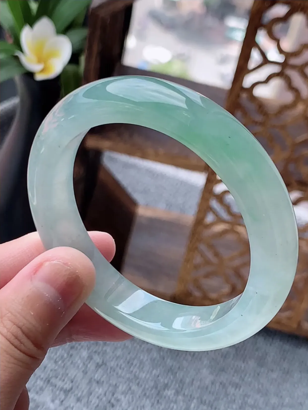 a货翡翠老坑冰种晴水正装正圈手镯53-54圈口 尺寸53.8×11.6×8.6mm 重量57.28g 0622