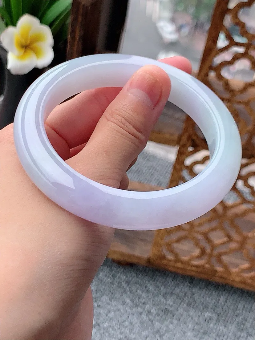 a货翡翠老坑紫罗兰厚装正装正圈手镯59-60大圈口  尺寸59×11.6×9.8mm 重量73.92g 0617