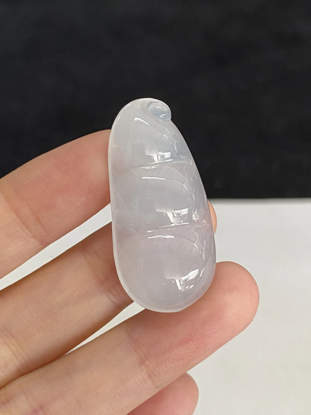 翡翠冰糯种白色福豆