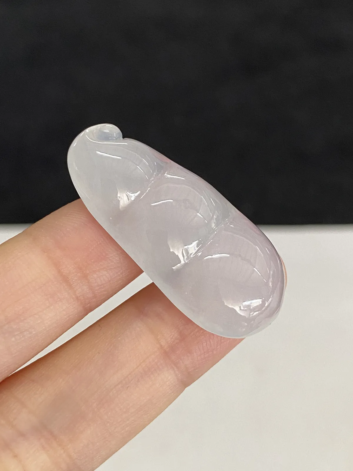 翡翠冰糯种白色福豆