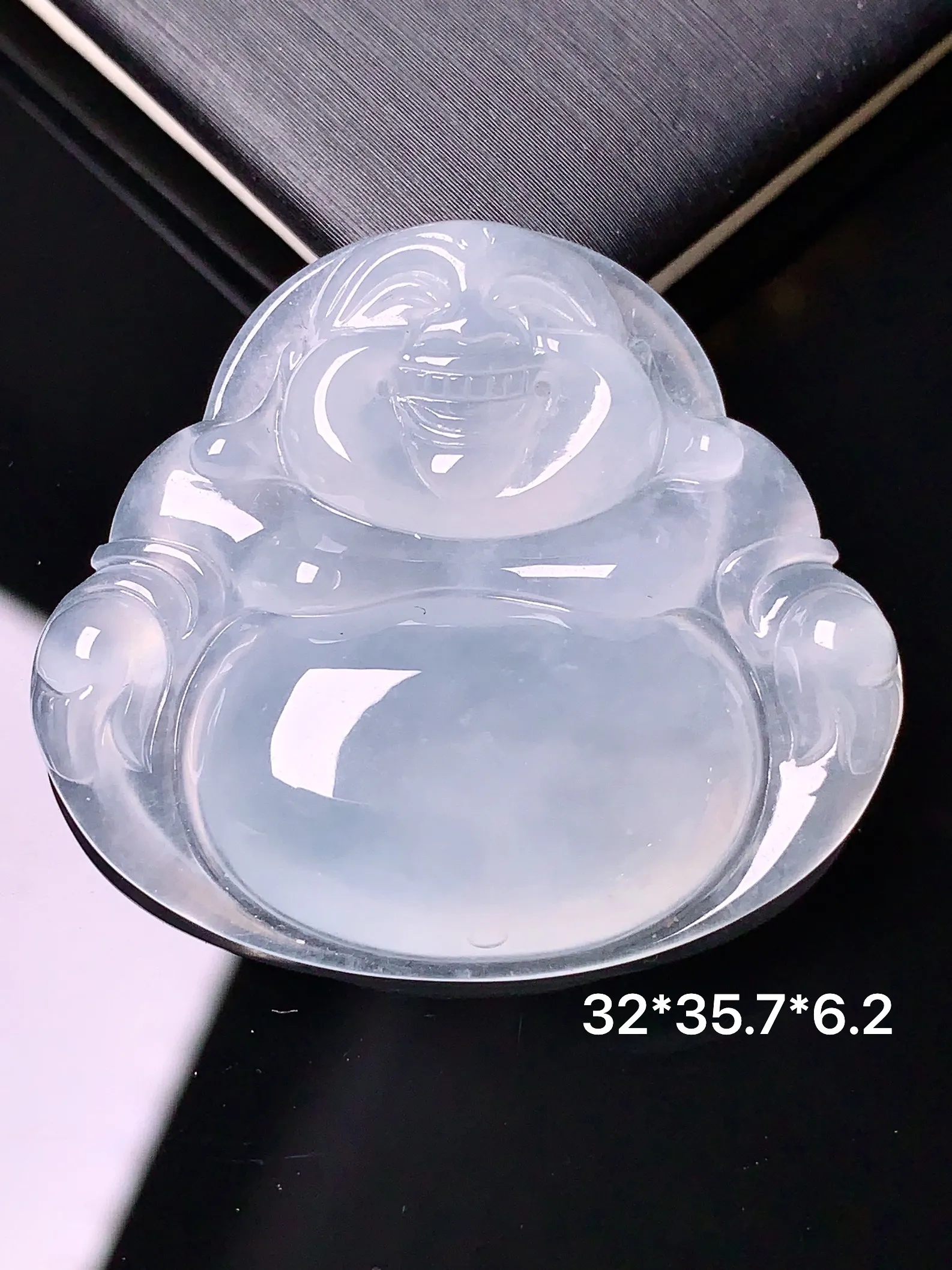 冰种佛公吊坠 玉质细腻 水润亮眼  整体尺寸32*35.7*6.2