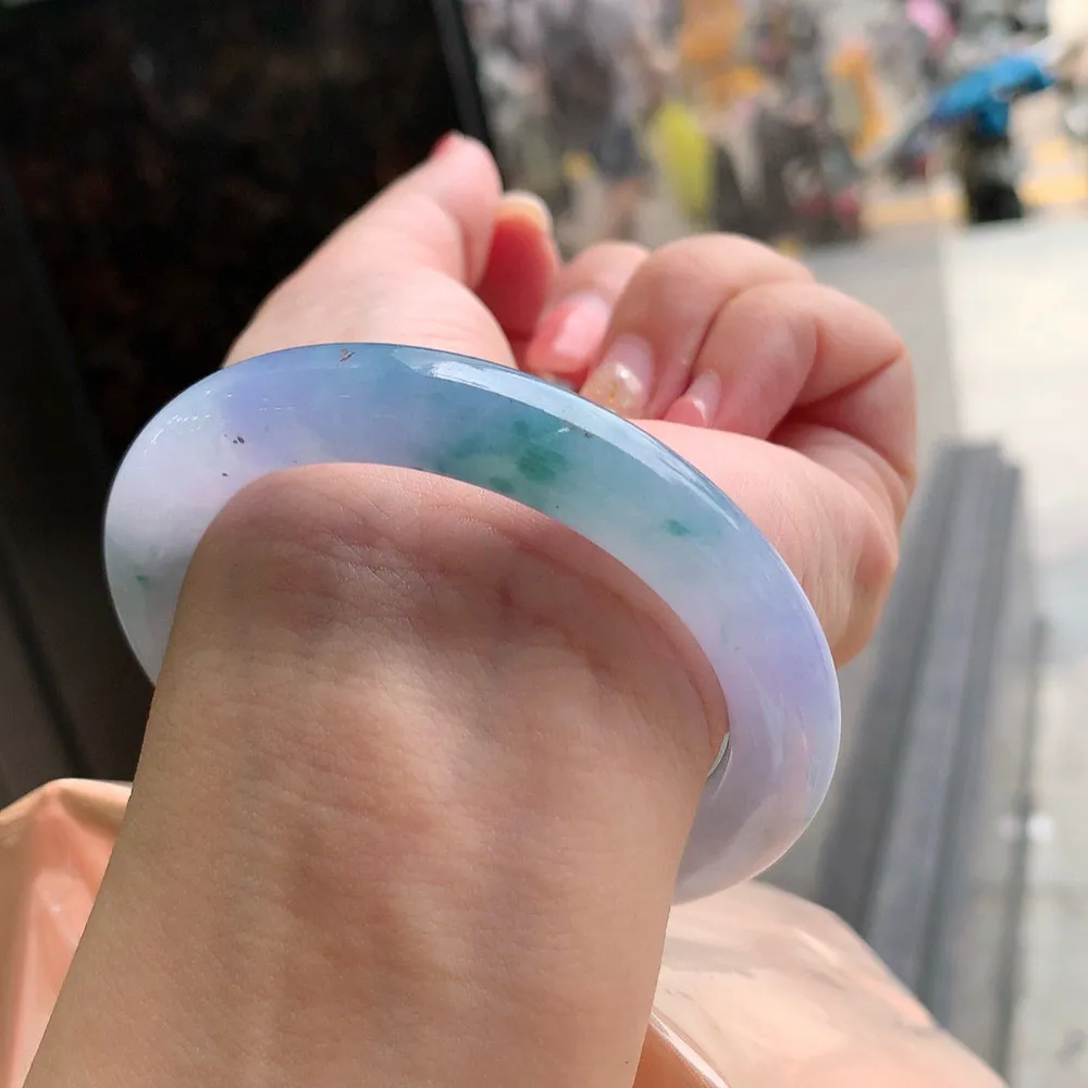 圆条冰紫飘花 无瑕 尺寸:54.3/9.8 种色俱佳