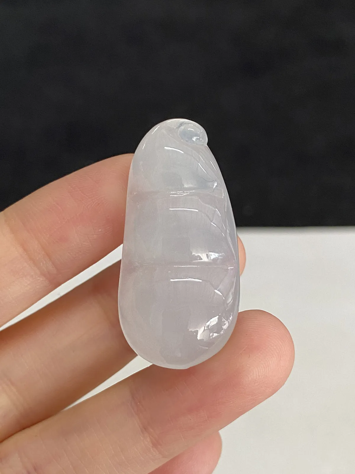 翡翠冰糯种白色福豆
