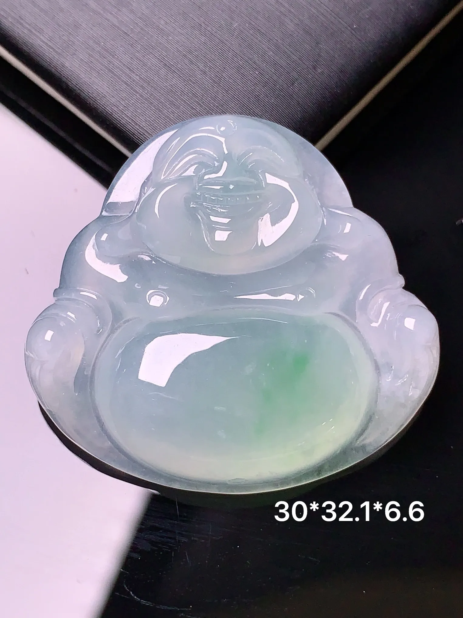 冰种佛公吊坠 玉质细腻 水润亮眼  整体尺寸30*32.1*6.6