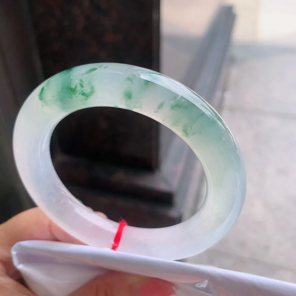 圆条冰玻飘花 一丝冰丝根 尺寸:54.5/11.3  种水好