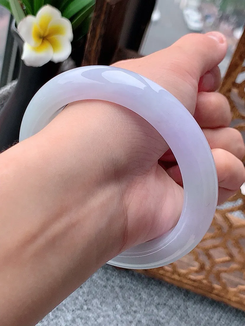 a货翡翠老坑紫罗兰厚装正装正圈手镯59-60大圈口  尺寸59×11.6×9.8mm 重量73.92g 0617