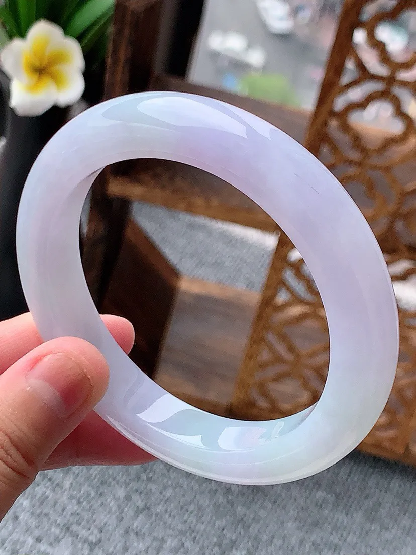 a货翡翠老坑紫罗兰厚装正装正圈手镯59-60大圈口  尺寸59×11.6×9.8mm 重量73.92