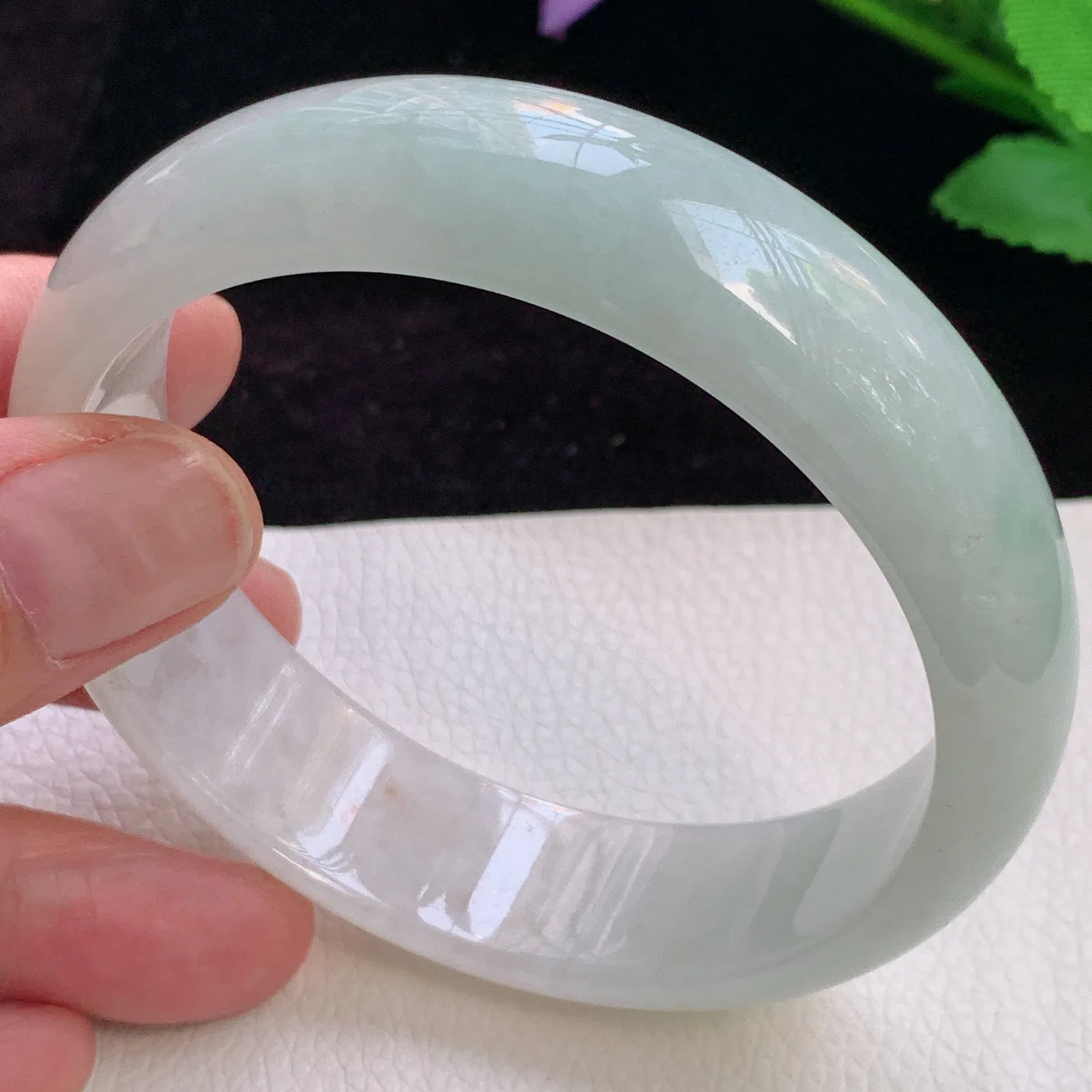 ll大圈口60.5*16.6*7.3轮胎镯 老坑精美冰胶散金翡翠宽边玉手镯 玉手环