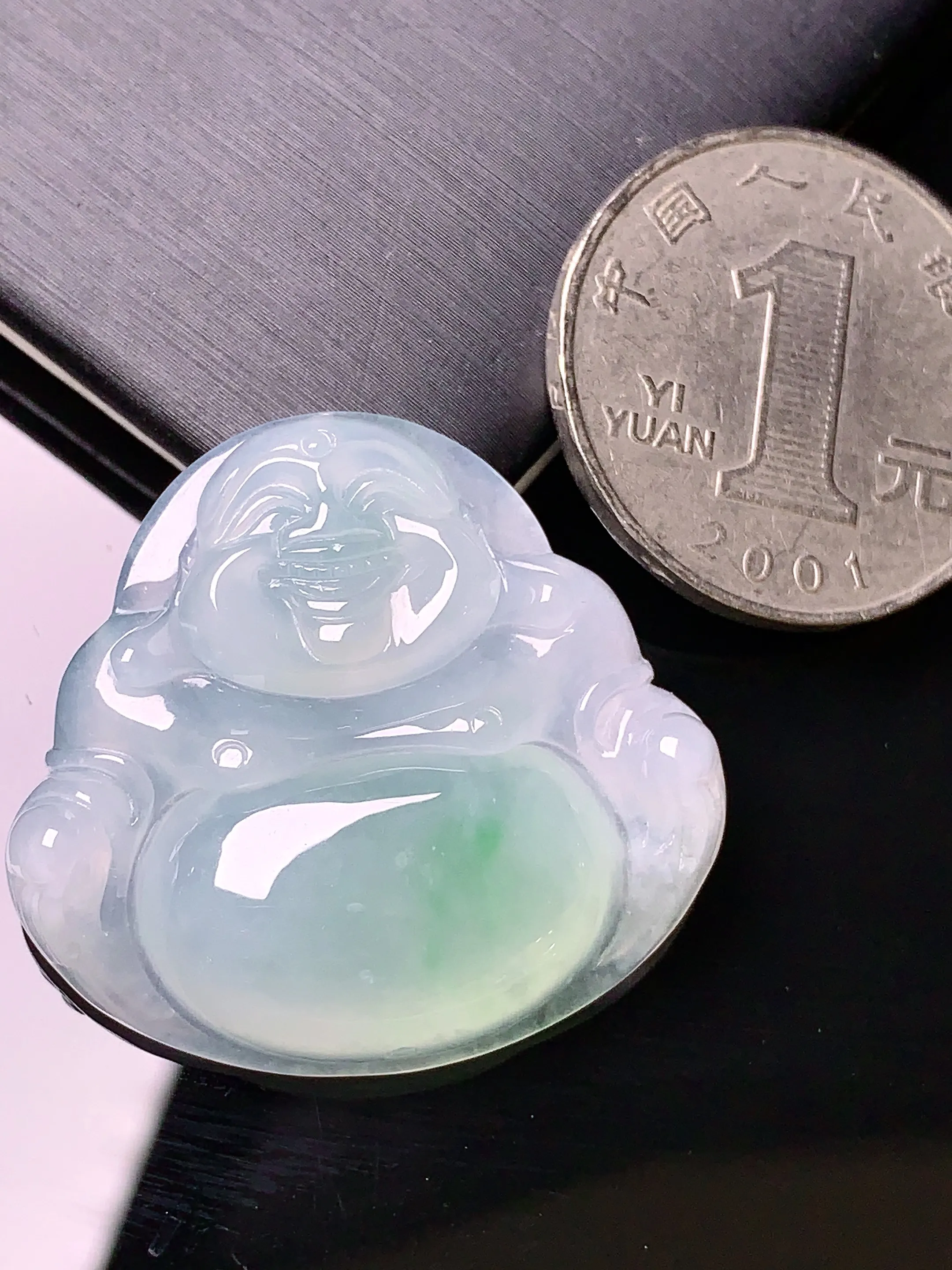 冰种佛公吊坠 玉质细腻 水润亮眼  整体尺寸30*32.1*6.6