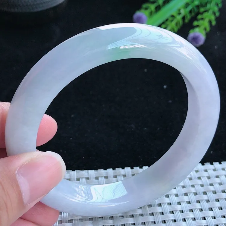 自然光60.5/13/9.5老坑冰润水灵紫罗兰手镯大圈口翡翠玉镯美人镯