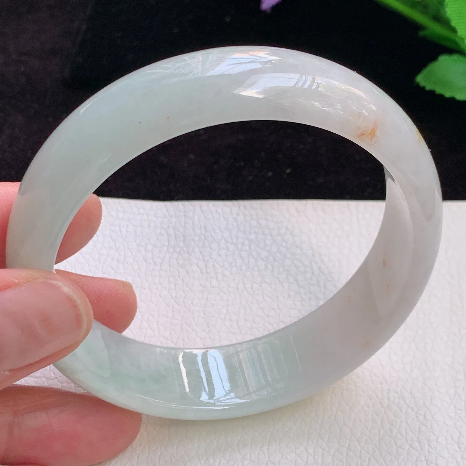 ll大圈口60.5*16.6*7.3轮胎镯 老坑精美冰胶散金翡翠宽边玉手镯 玉手环