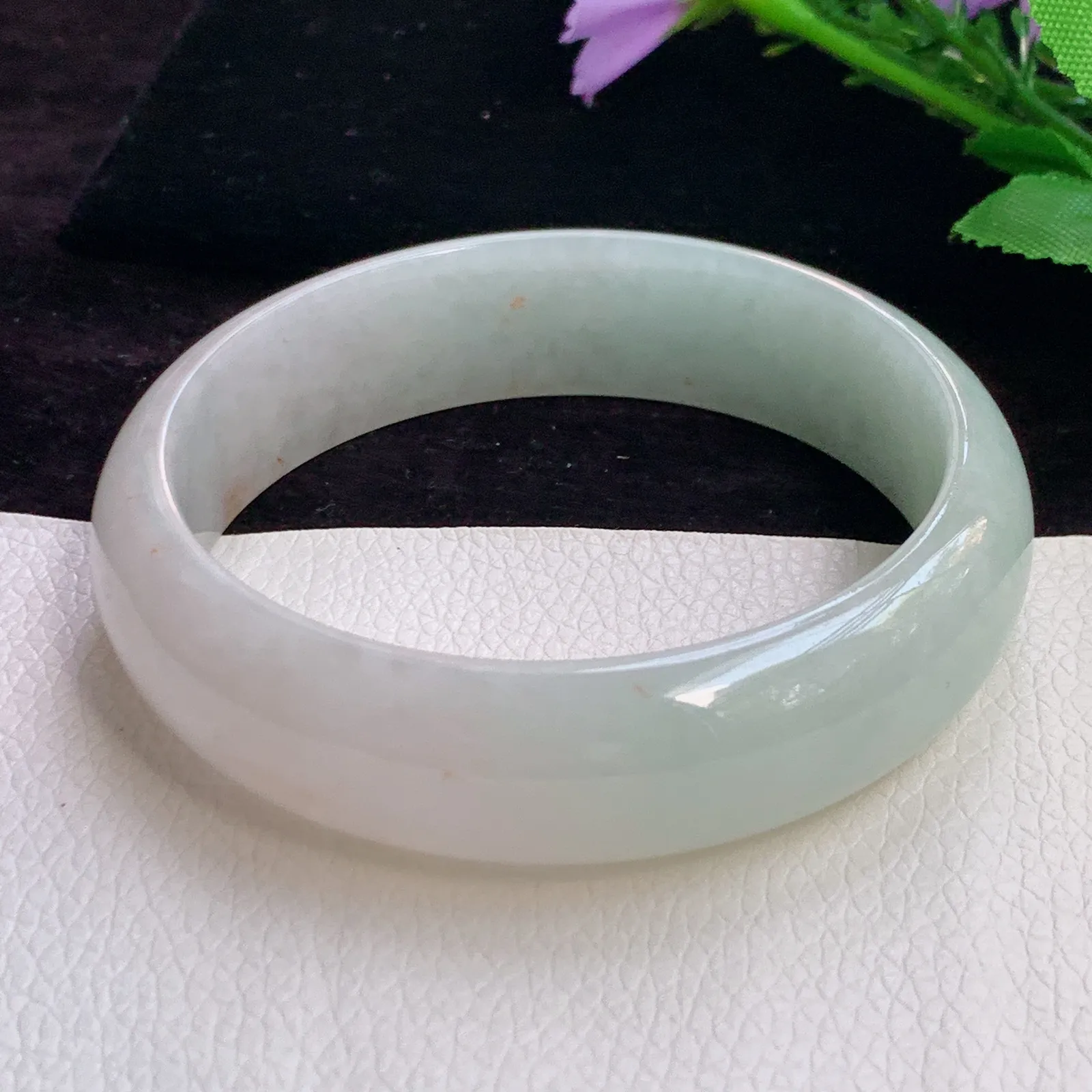 ll大圈口60.5*16.6*7.3轮胎镯 老坑精美冰胶散金翡翠宽边玉手镯 玉手环