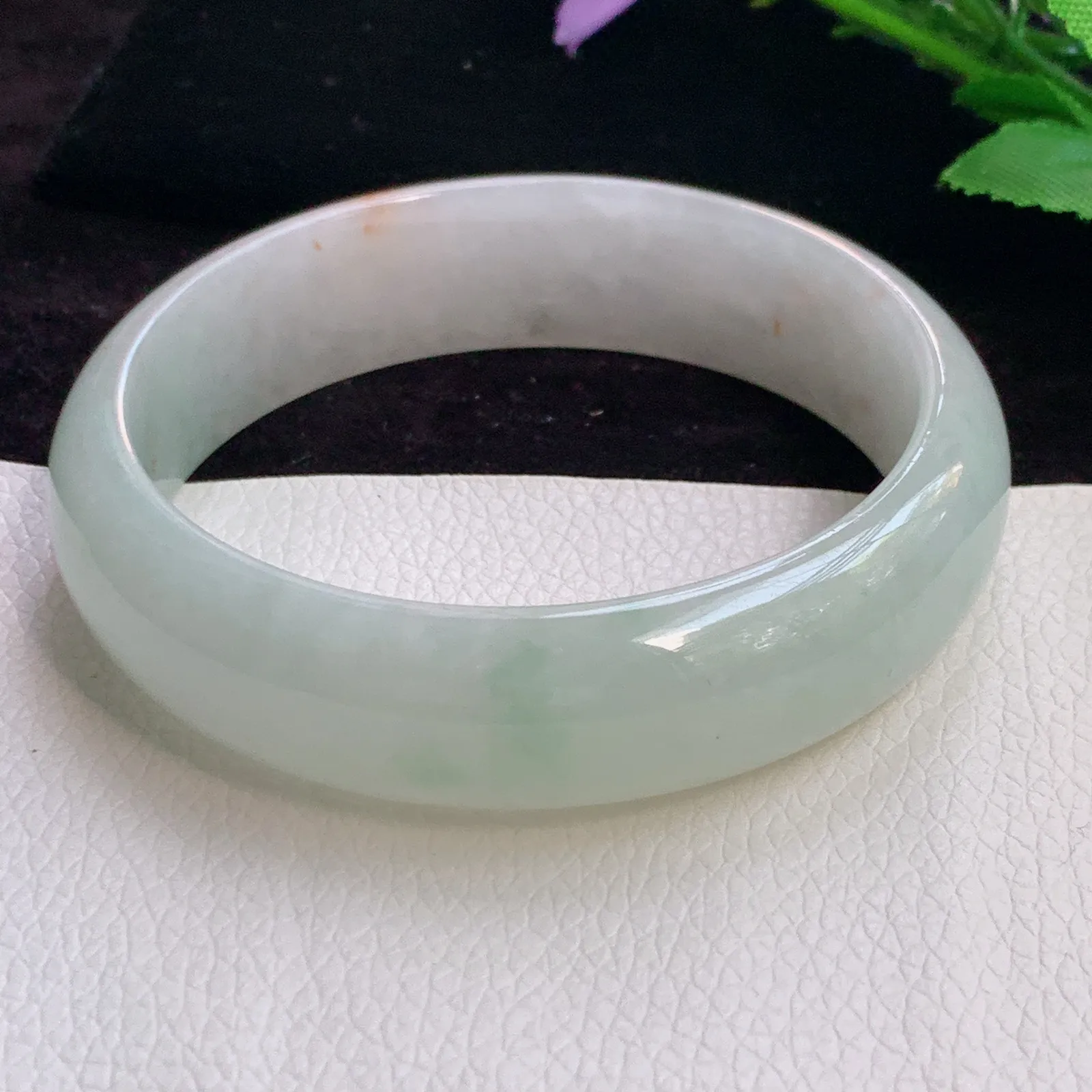 ll大圈口60.5*16.6*7.3轮胎镯 老坑精美冰胶散金翡翠宽边玉手镯 玉手环