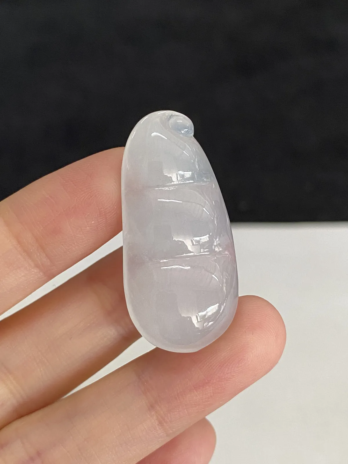 翡翠冰糯种白色福豆