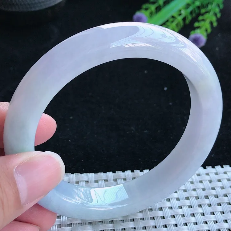 自然光60.5/13/9.5老坑冰润水灵紫罗兰手镯大圈口翡翠玉镯美人镯