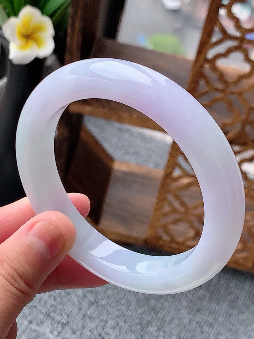 a货翡翠老坑紫罗兰厚装正装正圈手镯59-60大圈口  尺寸59×11.6×9.8mm 重量73.92