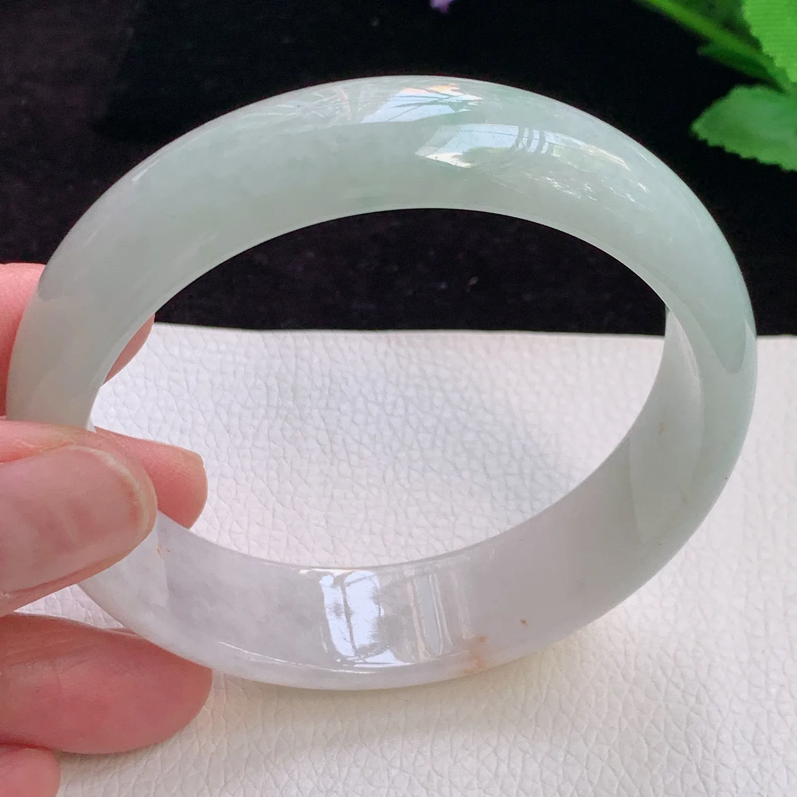 ll大圈口60.5*16.6*7.3轮胎镯 老坑精美冰胶散金翡翠宽边玉手镯 玉手环