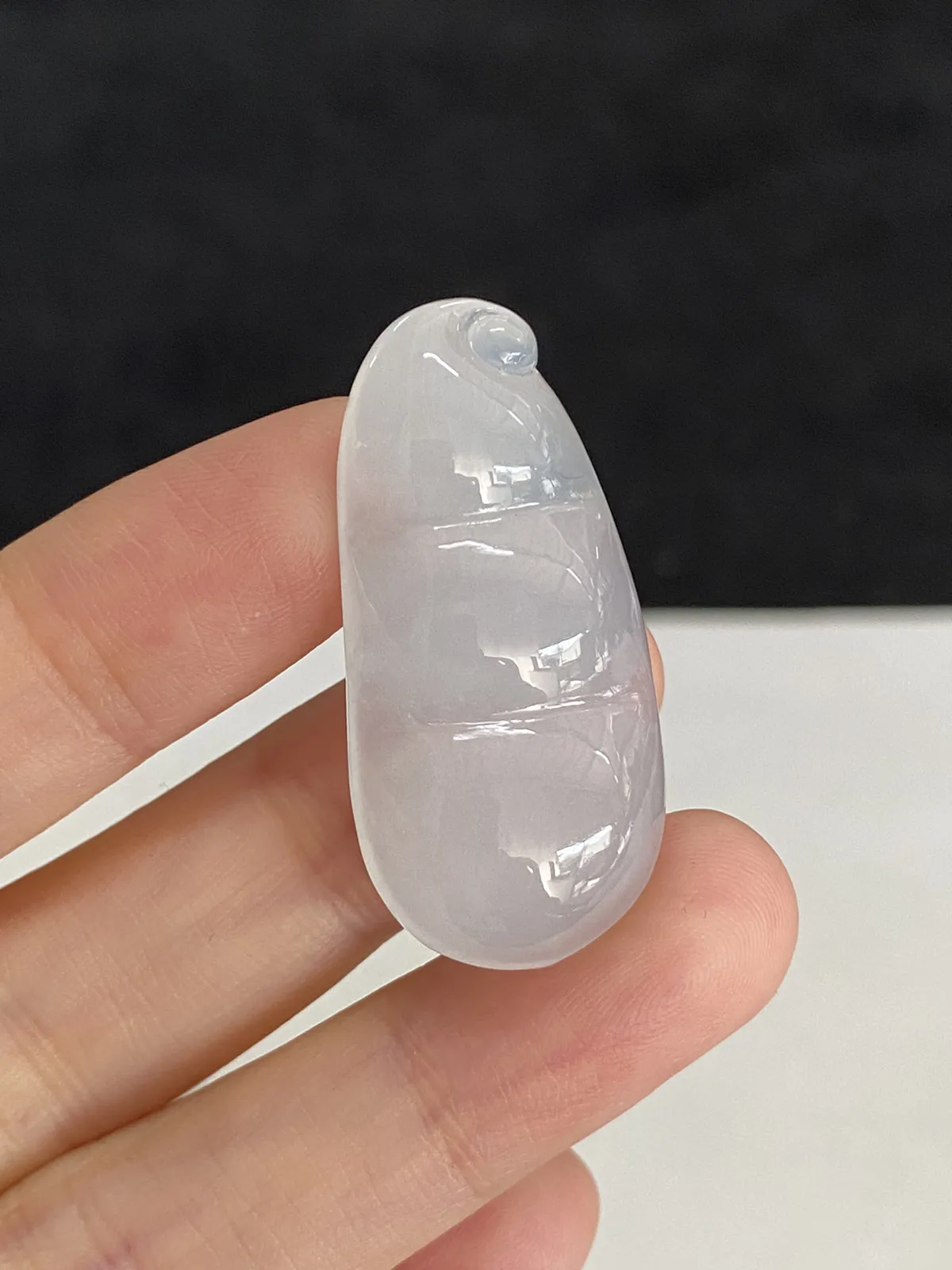 翡翠冰糯种白色福豆