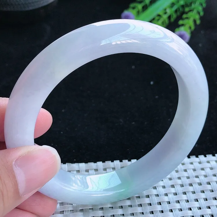 自然光60.5/13/9.5老坑冰润水灵紫罗兰手镯大圈口翡翠玉镯美人镯