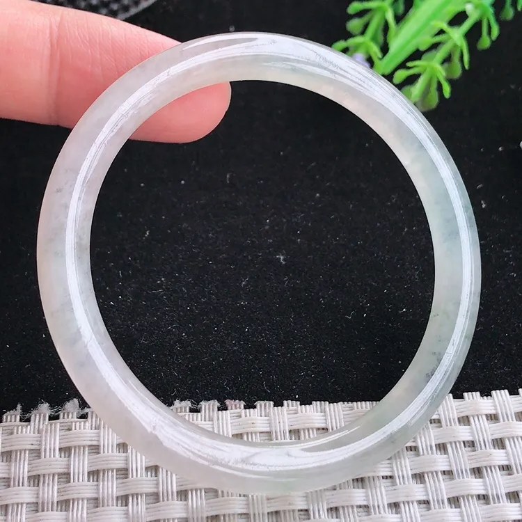 自然光51.5/6.1/7小圈口老坑冰种果冻胶细条圆条手镯翡翠玉镯美人镯