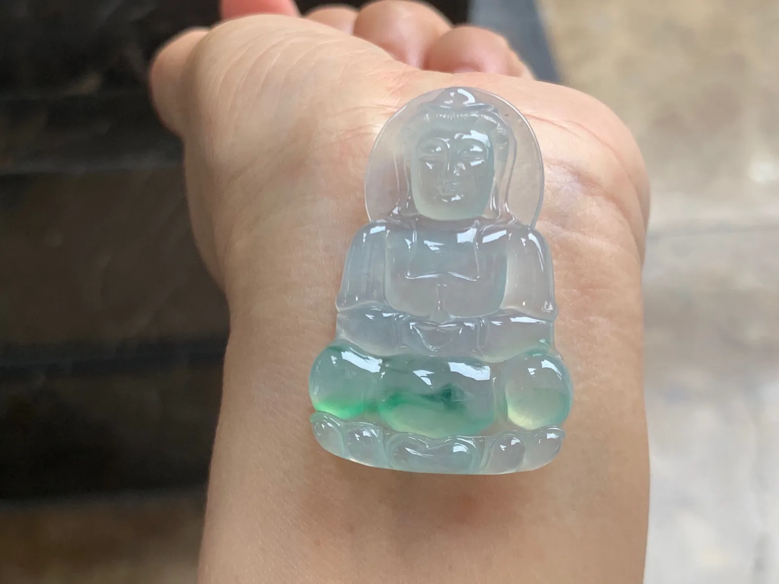 冰种飘色观音 品相端庄 水润
