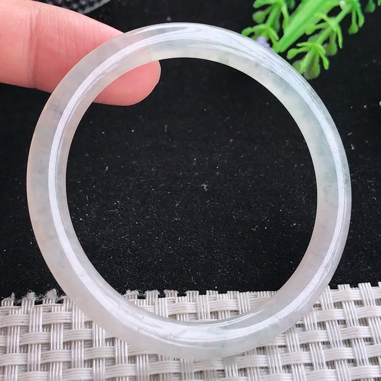 自然光51.5/6.1/7小圈口老坑冰种果冻胶细条圆条手镯翡翠玉镯美人镯