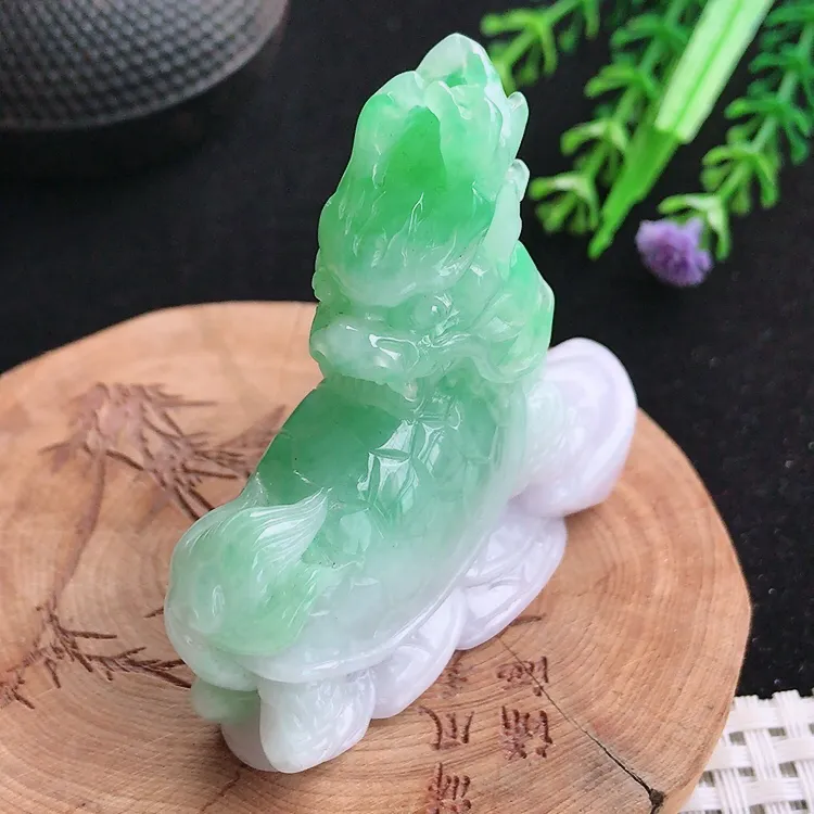 自然光57.5/15/53老坑精美冰润飘阳绿龙头龟小摆件龙龟手把件