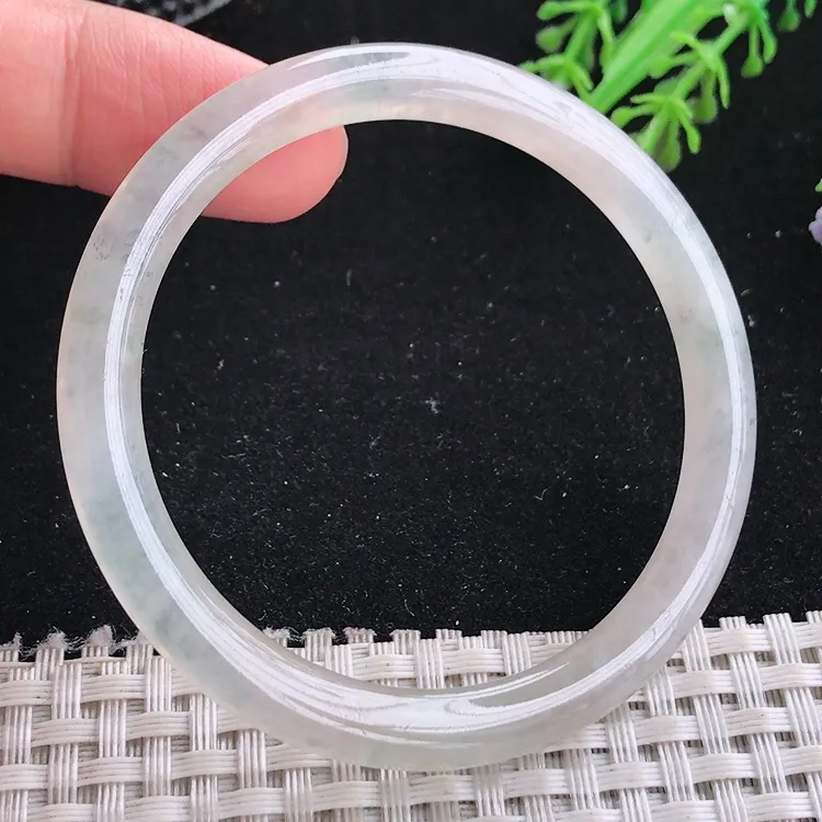 自然光51.5/6.1/7小圈口老坑冰种果冻胶细条圆条手镯翡翠玉镯美人镯
