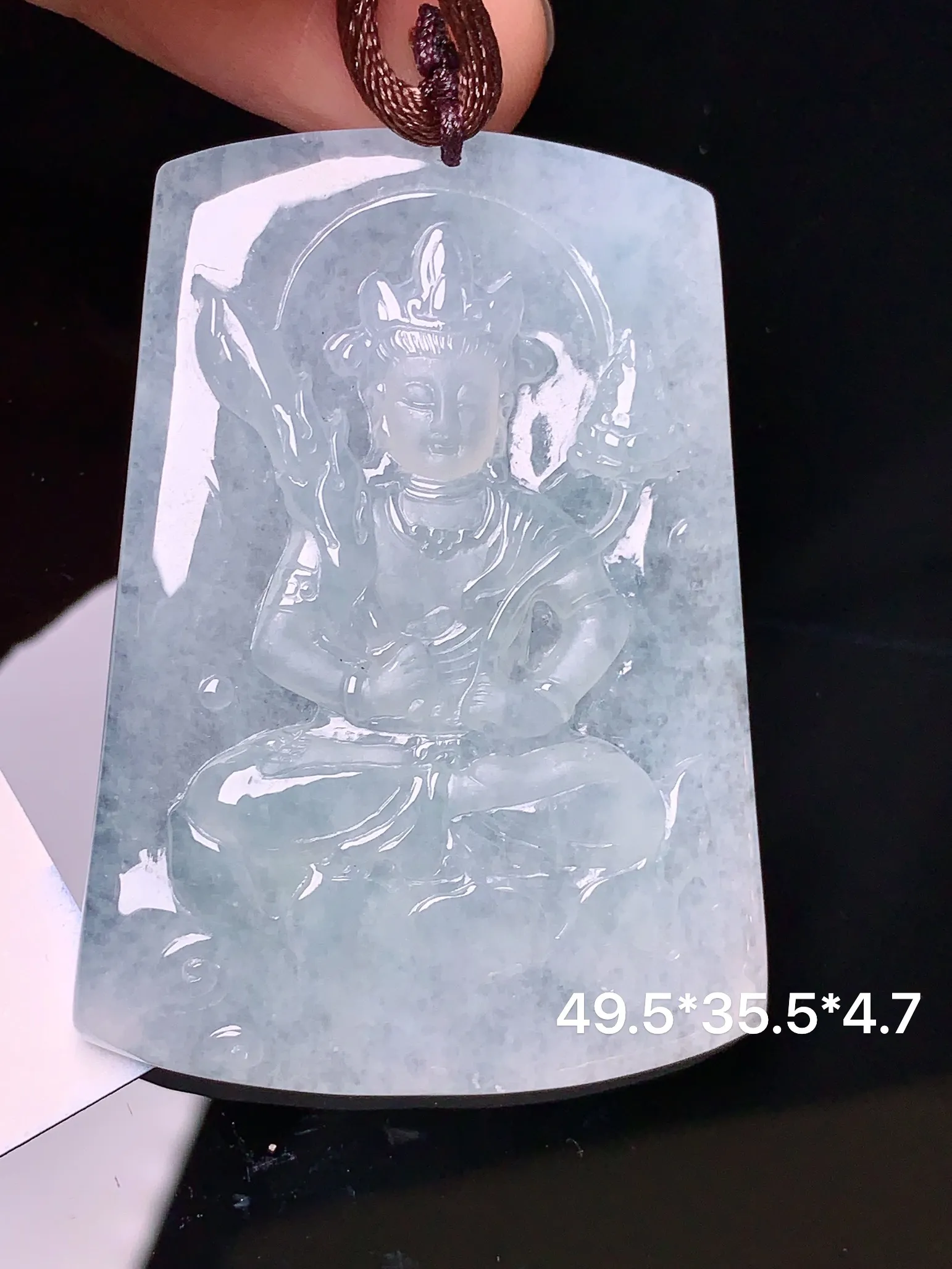 大势至观音菩萨吊坠 玉质细腻 水润亮眼  整体尺寸49.5*35.5*4.7