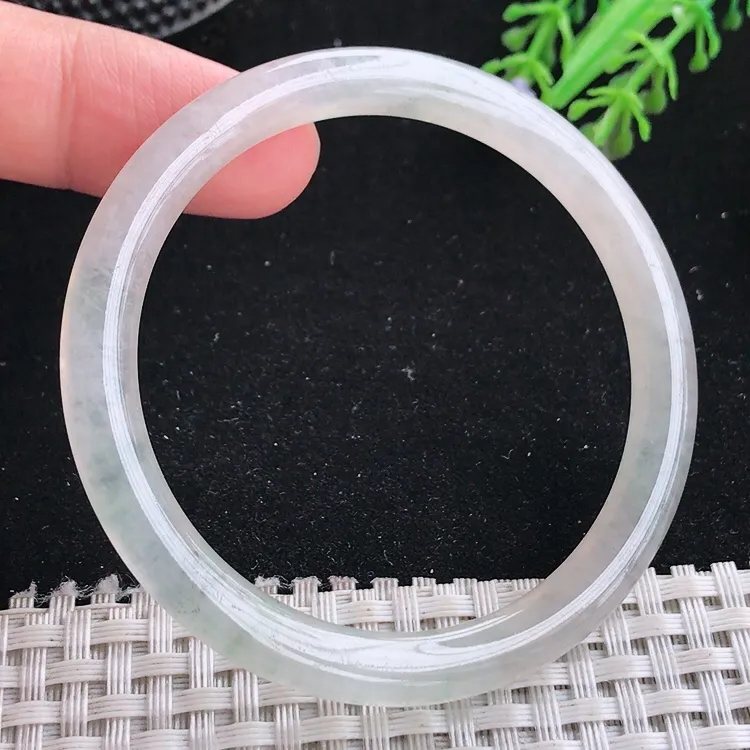 自然光51.5/6.1/7小圈口老坑冰种果冻胶细条圆条手镯翡翠玉镯美人镯