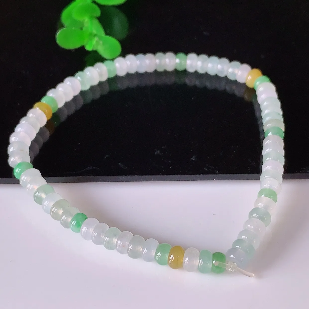 自然光实拍，冰润冰种三彩算盘珠翡翠手串手链，种老水足 冰清玉润  颜色漂亮  #46.24取一尺寸4