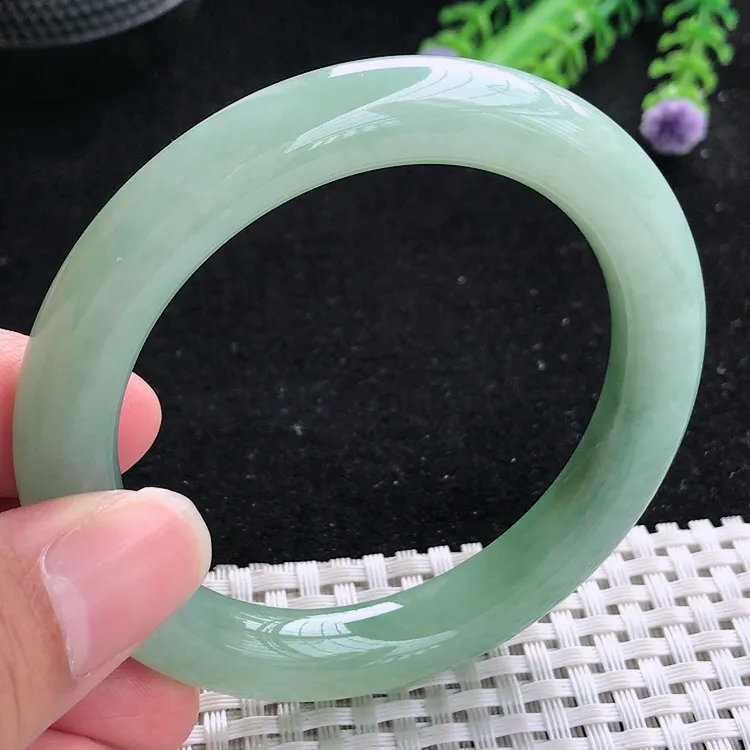 自然光54/10/9.8老坑冰润水灵冰晴绿圆条手镯翡翠玉镯美人镯