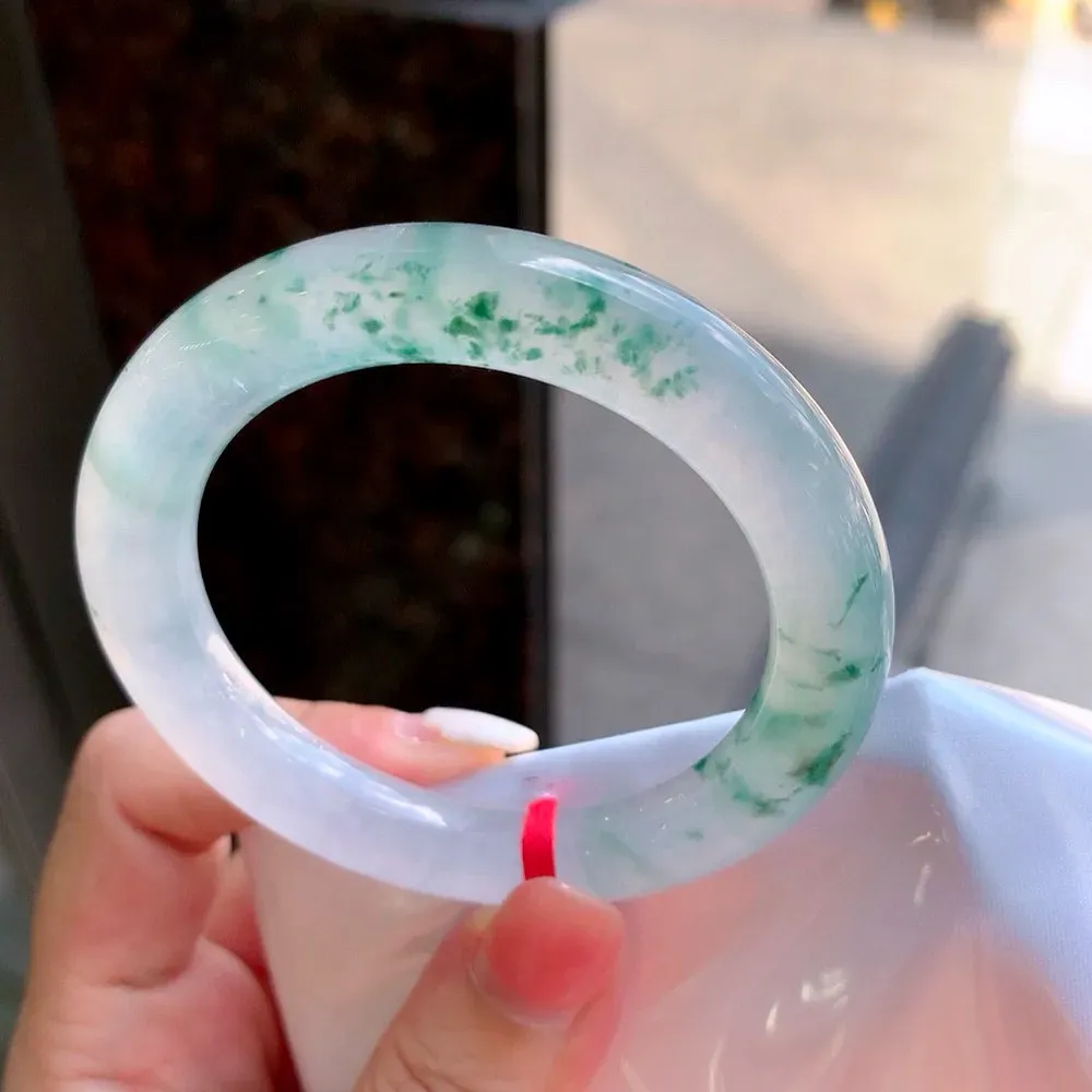 圆条冰玻飘花 无瑕 尺寸:51.7/9.9 种水好️️