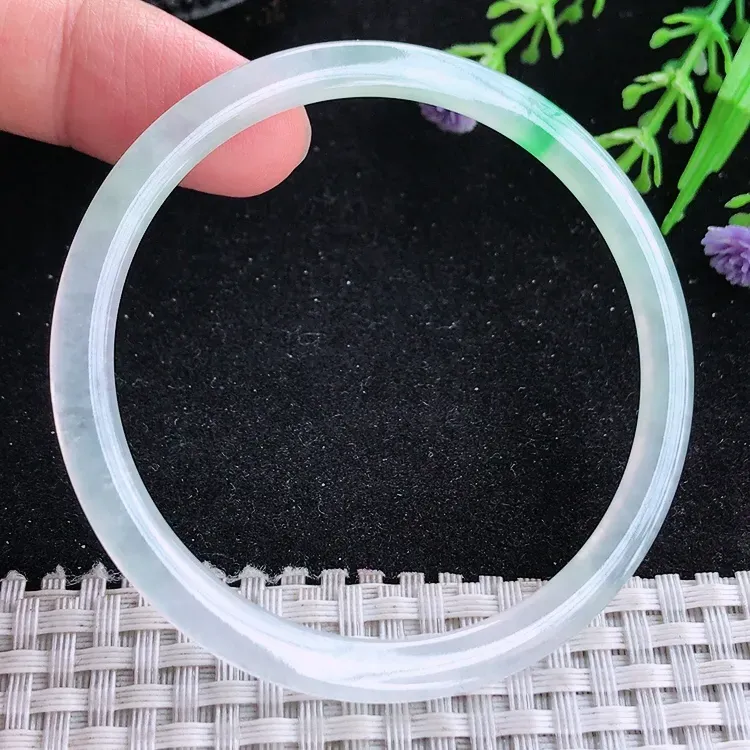 自然光54.5/4/5.5老坑冰种果冻胶飘阳绿叮当手镯翡翠玉镯美人镯