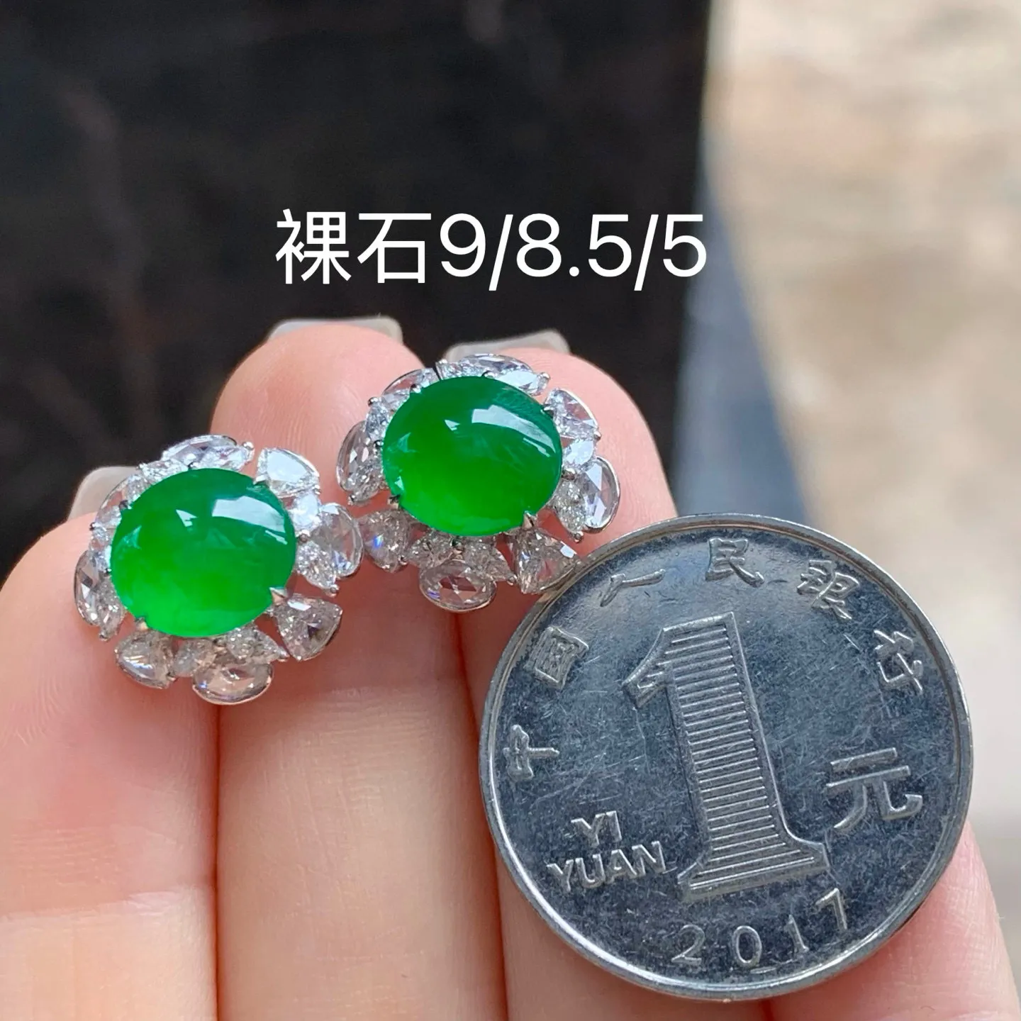 冰种辣绿耳钉
种老 真金镶嵌