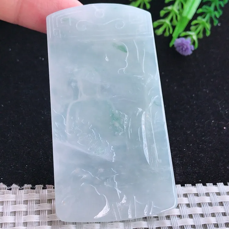 自然光76/42/5.3老坑冰胶水灵山水如来佛祖吊坠玉石玉坠挂件