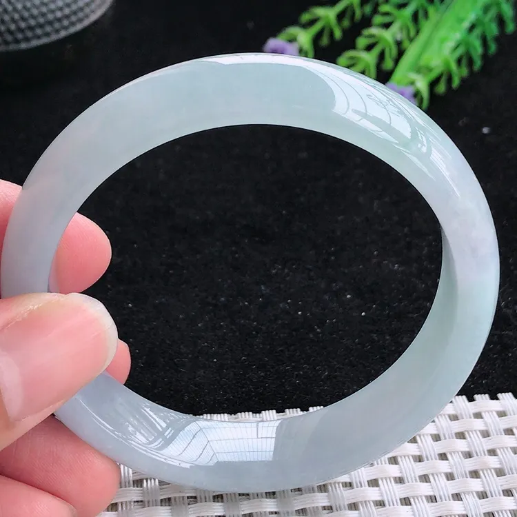 自然光56.5/13.2/7.6老坑冰胶水灵天空蓝手镯翡翠玉镯美人镯